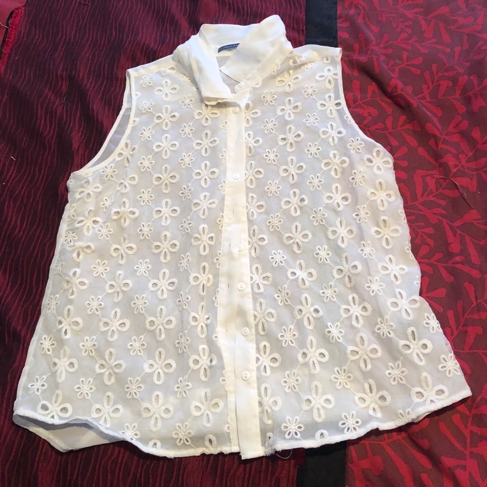 White Floral Sleeveless Top